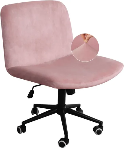 Miniatura 9 de NICEEC Funda para silla cruzada sin brazos, para oficina, dormitorio, escritorio, tocador, computadora, respaldo medio, asiento ancho sin protector
