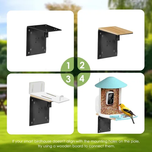 Miniatura 2 de Kit de poste de comedero de pájaros con 5 puntas para casa de pájaros al aire libre y comedero inteligente para pájaros (sin casa de pájaros)