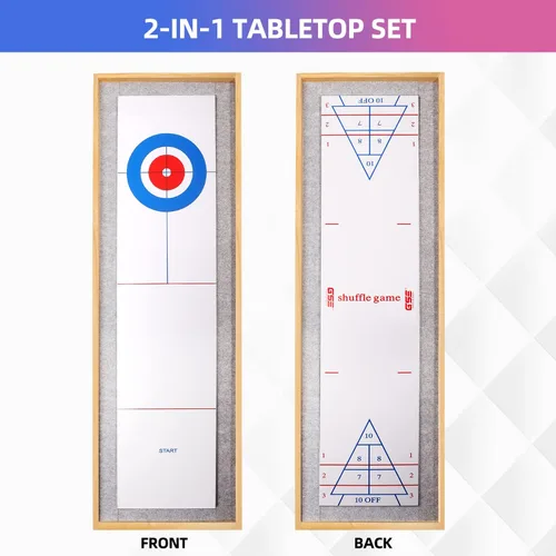 Miniatura 3 de GSE Games & Sports Expert Juego de mesa de Shuffleboard y Curling de madera maciza 2 en 1 con 8 rodillos para familia y amigos