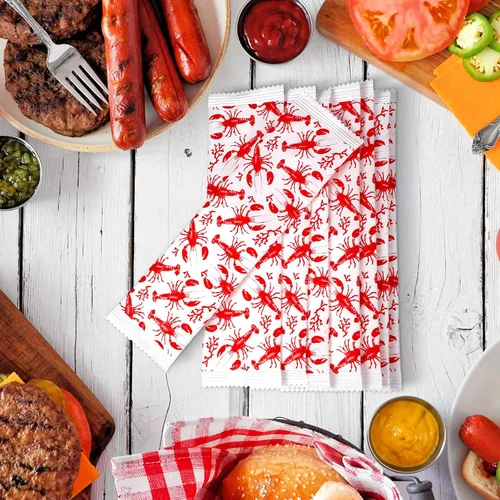 Miniatura 2 de Siifert 250 toallitas húmedas de langosta a granel, toallitas de mano desechables individualmente para limpieza envuelta para manos, parrilla