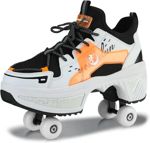 Miniatura 20 de Zapatos de patinaje para mujer, cuatro rondas, zapatos de patines de ruedas para niños que se convierten en patines de ruedas, zapatos ligeros al
