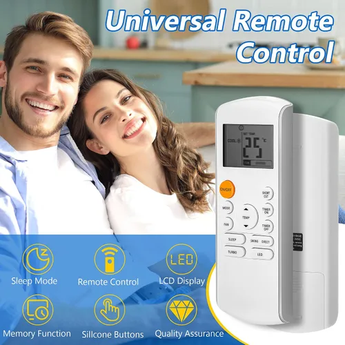Miniatura 3 de Saillong Mando a distancia de repuesto inteligente compatible con aire acondicionado Midea RG57/BGE Ac, incluye 2 pilas AAA, piezas de aire