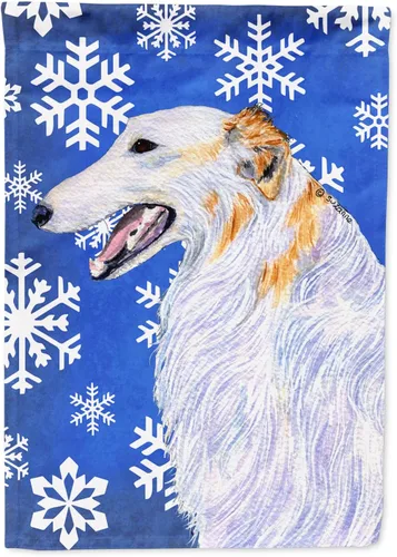 Miniatura 141 de Caroline's Treasures SC9374GF Bulldog English Snow flakes Holiday Garden Flag Buzón Bandera decorativa para patio exterior, patio, obras de arte