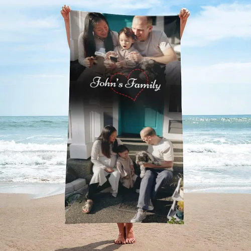 Miniatura 24 de Shapoo Toalla de playa con foto personalizada, foto personalizada/fondo/texto, divertida toalla de baño de microfibra personalizada para Una foto