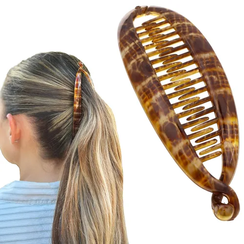 Miniatura 23 de Camila Paris CP3133 - Peine de pelo con clip de plátano francés de 4.5 pulgadas, para niñas, estilo clásico, flexible, para cola de caballo Beige