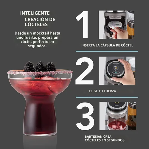 Miniatura 2 de Bartesian Máquina de cóctel dueto y fabricante de margarita, mezclador de bebidas mixólogo compacto para el hogar con 2 botellas de alcohol