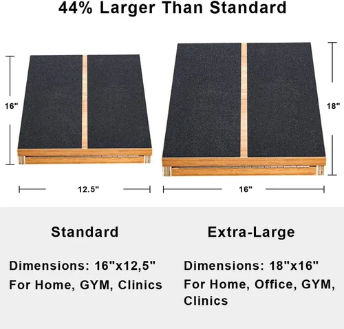 Miniatura 2 de StrongTek Tabla inclinada de madera extragrande, tabla inclinada ajustable y estirador de pantorrillas, tabla de estiramiento, mango lateral extra