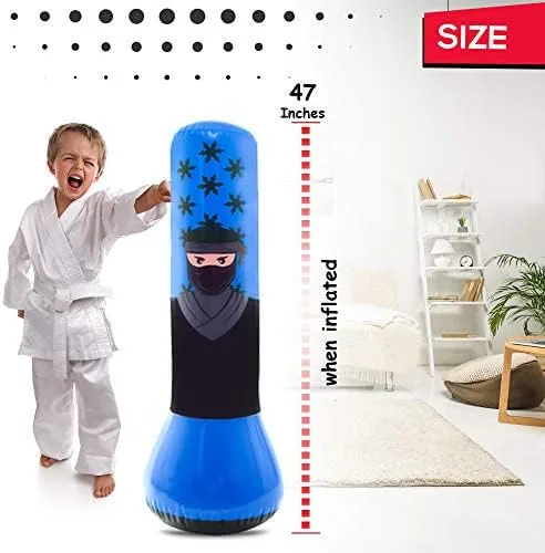 Miniatura 4 de Whoobli Ninja - Bolsa de boxeo inflable para niños, bolsa de boxeo inflable para niños, bolsa de rebote Bop para jugar, boxeo, karate, manejo