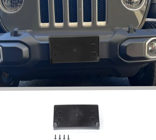 Voodonala Soporte de montaje de placa delantera para Jeep Wrangler JL JLU y Gladiator JT 2018-2026, soporte para placa de parachoques delantero, ABS