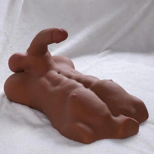 Miniatura 4 de Hombre musculoso con pene enorme de 8 pulgadas, muñeca sexual para mujeres, pene flexible, paso anal apretado, muñeca de torso muscular 3D marrón