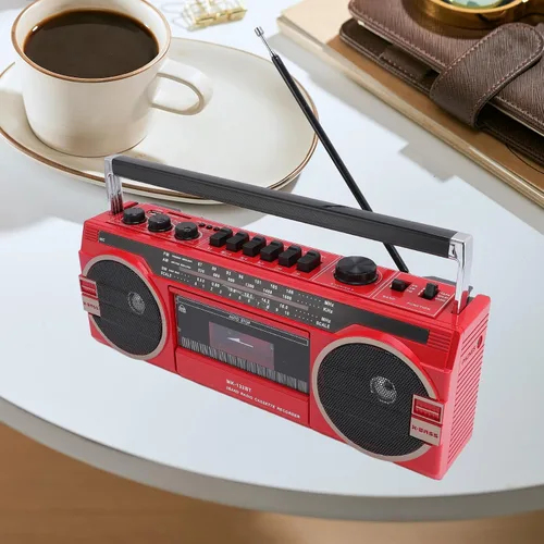 Miniatura 5 de Tangxi Boombox reproductor de casete retro, reproductor de cassette radio AM/FM/SW, conversión USB MP3, altavoces estéreo integrados, para viajes
