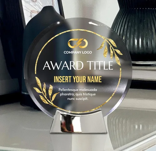 Miniatura 5 de Basic Fundamentals Placa redonda de cristal de platino personalizada, placa como premios y trofeos, placas para empleados de jubilación del mes