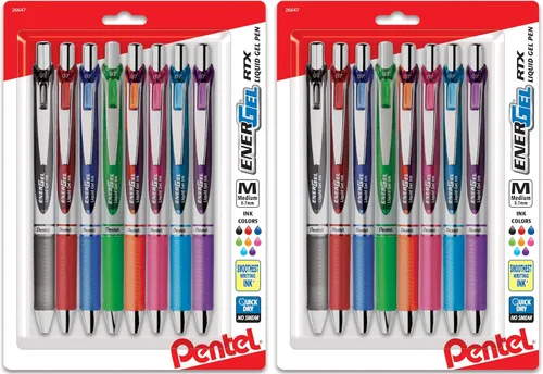 Miniatura 13 de Pentel EnerGel RTX - Bolígrafo de gel líquido retráctil (¹/₃₂ pulgadas), punta de metal, línea mediana, tinta de colores surtidos, paquete de 8