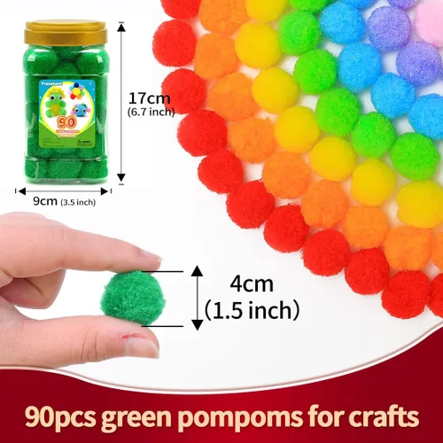 Miniatura 36 de Praisebank Pompones rojos, 90 unidades, 1.5 pulgadas, perfectos para artes y manualidades