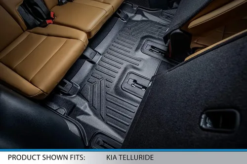 Miniatura 2 de SMARTLINER Juego de alfombrillas negras de tercera fila para todo tipo de clima, compatibles con Kia Telluride/Hyundai Palisade 2020-2023 con banco