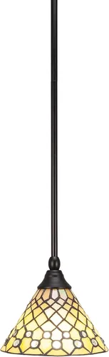 Miniatura 53 de Toltec Lighting Tallo Colgado Mini colgante, acabado de cobre negro, 3.5" cuadrado humo burbuja vidrio