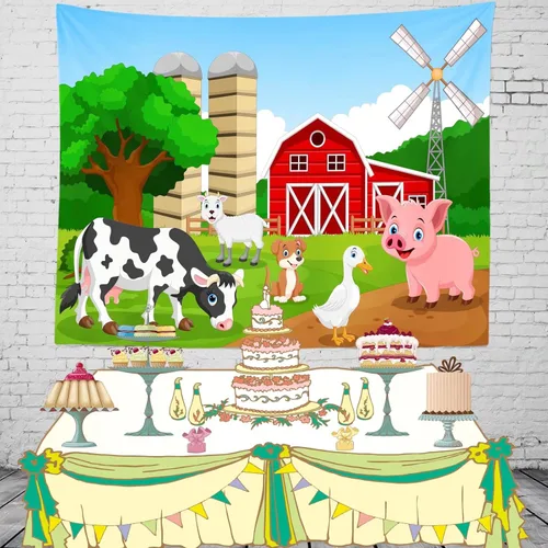 Miniatura 5 de Telón de fondo de tela de 5 x 3 pies con temática de granja para niños, vaquero, vaquera, niño, fotografía al aire libre, sesión de fotos, fiesta