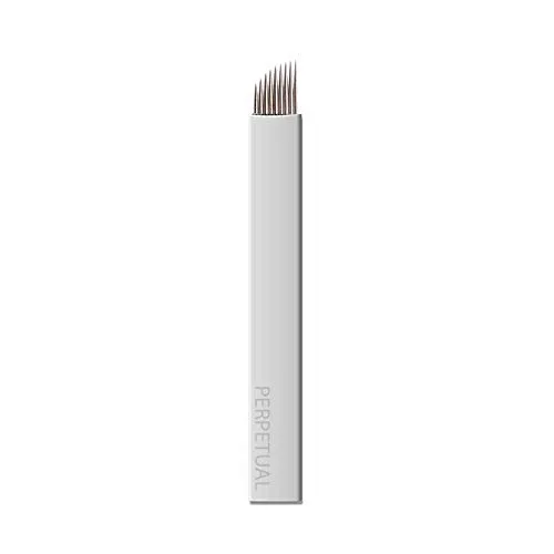 50 9CF Microblading Microblades 9 agujas flexibles planas curvadas maquillaje permanente inclinado Micro cuchillas planas cejas manuales