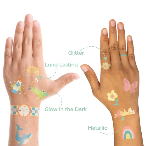 Miniatura 5 de Stephen Joseph, 55 tatuajes temporales para niños, tatuajes que brillan en la oscuridad, tatuajes temporales para niños y niñas, tatuajes falsos