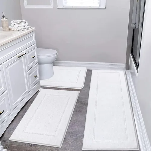 Miniatura 69 de Pauwer Juego de baño, alfombras de baño antideslizantes, alfombras de ducha absorbentes para suelo de baño, bañera y ducha, color azul aguamarina