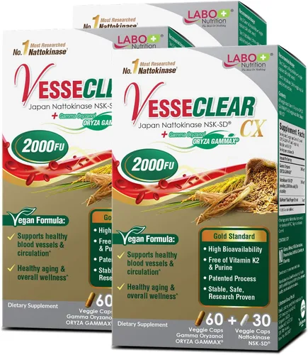 LABO Nutrition VesseCLEAR CX: Suplemento de limpieza arterial para apoyar la presión arterial, limpiar los vasos sanguíneos, la fórmula de salud del