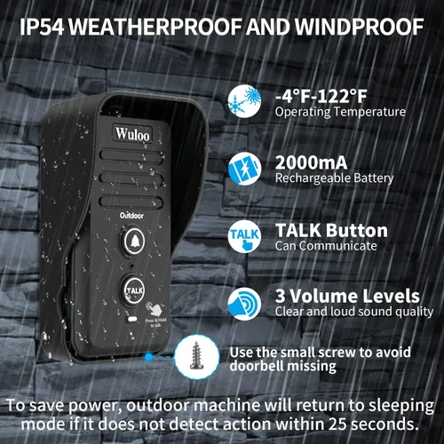 Miniatura 4 de Timbres de intercomunicador inalámbrico para aula en casa, timbre electrónico impermeable Wuloo con rango de 2640 pies, 3 niveles de volumen