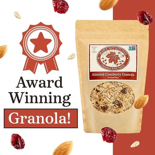 Miniatura 6 de Maple Nut Kitchen Granola de almendras y arándanos, sin gluten y vegana, mezcla abundante con avena, almendras y arándanos, 10 onzas