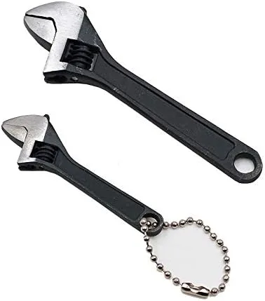 Miniatura 5 de Mini llave de 2.5 pulgadas/2.677 in, llave de tuerca ajustable, herramienta de mano, herramienta de mano, anillo de cadena de regalo Negro
