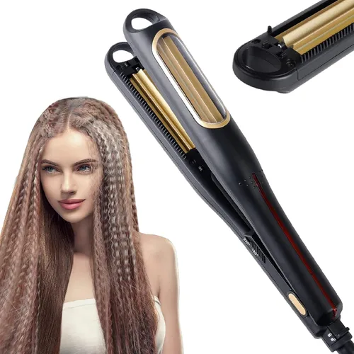 Hann Plancha para prensar cabello automático, rizador de peinado esponjoso voluminizador, rizador de corrugado, antiestático, temperatura ajustable