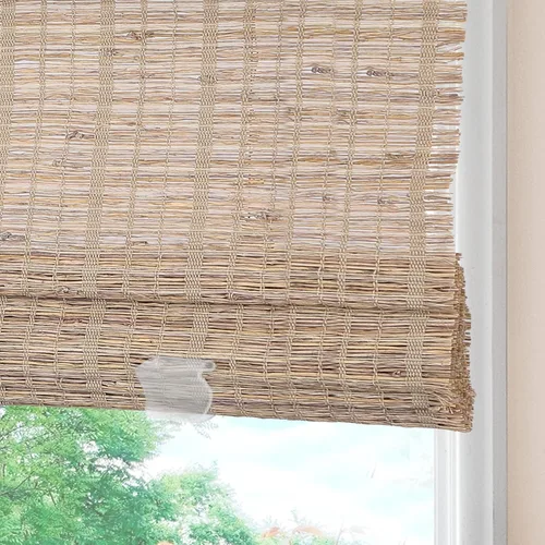 Miniatura 8 de Persianas romanas de bambú inalámbricas, 100% lino natural, diseño 1