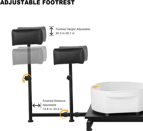 Miniatura 6 de Silla de pedicura con baño de pies de masaje de burbujas, para tecnología de uñas y baño de pies, silla de pedicura sin fontanería, rotación