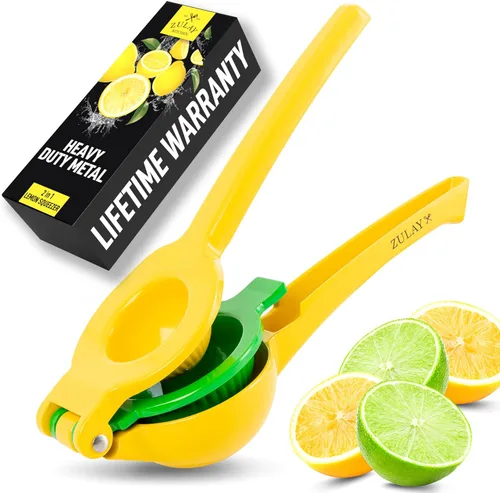 Miniatura 21 de Zulay Kitchen Exprimidor de limón 2 en 1 de metal, exprimidor de mano de extracción máxima resistente, exprimidor de limón que obtiene hasta