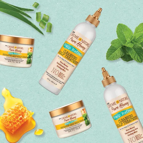 Miniatura 6 de Creme of Nature Pure Honey Scalp Refresh - Tratamiento de limpieza para el cuero cabelludo, fórmula sin enjuague con aloe, menta y miel, disuelve