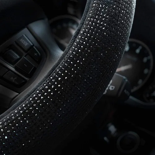 Miniatura 4 de Valleycomfy Funda para volante para mujeres y hombres Bling Bling con cristales tipo diamante brillantes, protector de volante de carro SUV