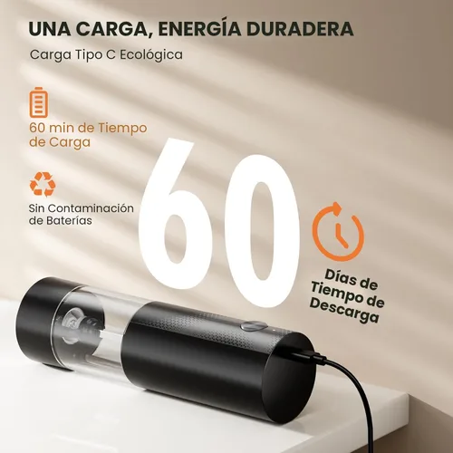 Miniatura 2 de Juego de molinillo eléctrico de sal y pimienta, salero y pimentero automático, electrodomésticos de cocina con grosor externo ajustable, tolva más