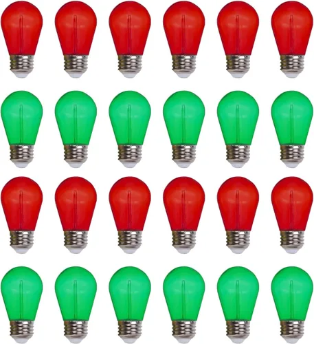 Miniatura 8 de Jslinter Bombillas LED de cadena de colores, bombillas S14 de plástico de 1 vatio para reemplazo de luces de cadena de Navidad, inastillables, base