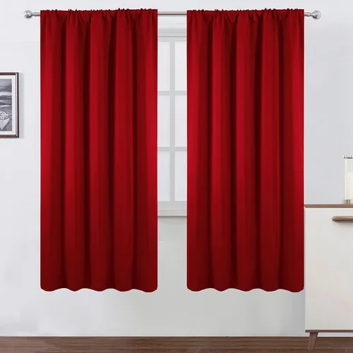 Miniatura 38 de LEMOMO Cortinas opacas negras para cocina, 42 x 45 pulgadas, juego de 2 paneles de cortinas opacas con bolsillo para cortinero para ventana pequeña