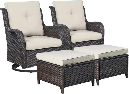 Miniatura 58 de Rilyson Mecedora de mimbre - Juego de 2 sillas mecedoras de mimbre para patio, sillas mecedoras de ratán para porche al aire libre, terraza, jardín