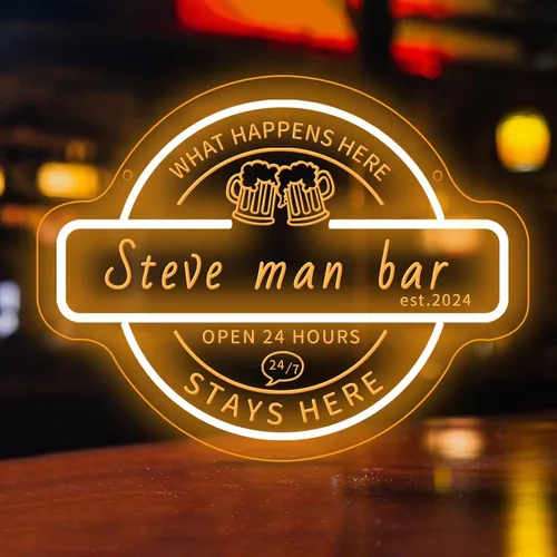 Miniatura 14 de Letreros de neón personalizados para bar y parrilla para decoración de pared, nombre personalizado, fecha, texto, hogar, bar, letrero con luz LED