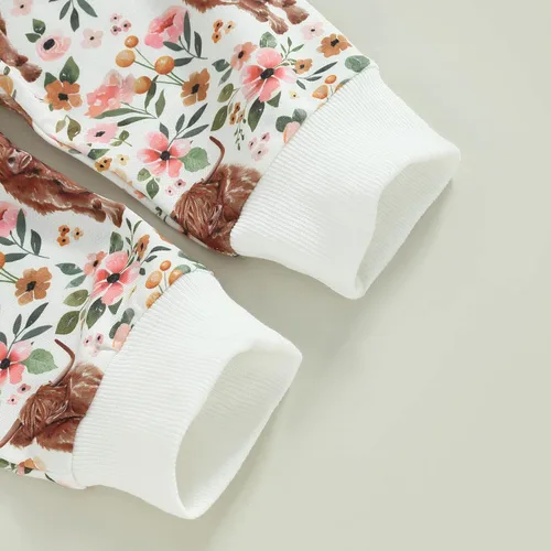 Miniatura 54 de Mandizy Conjunto de ropa de bebé niña otoño 3 6 9 12 18 24 meses sudadera de manga larga y pantalones con estampado floral y diadema