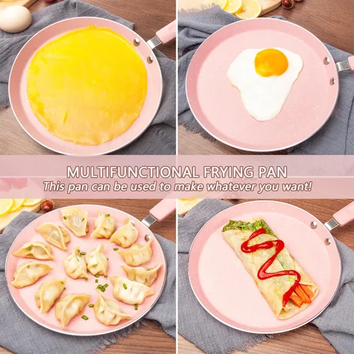 Miniatura 6 de JUSTUP Juego de sartenes antiadherentes, juego de 3 ollas y sartenes antiadherentes, juegos de utensilios de cocina rosa con revestimiento