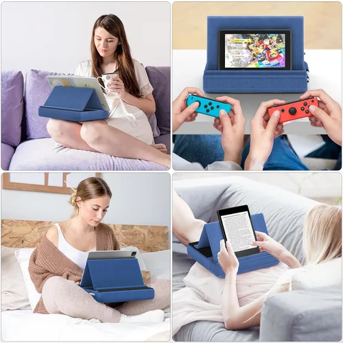 Miniatura 7 de KDD Soporte de almohada para tableta, soporte de iPad de visión multiángulo para regazo, cama y escritorio, base plegable con soporte para lápiz