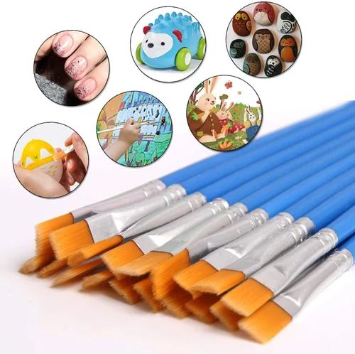 Miniatura 3 de DECYOOL Juego de 60 pinceles de pintura de nailon, pelo plano, pequeño óleo, acuarela, artista, kits de pintura a granel para pintura acrílica