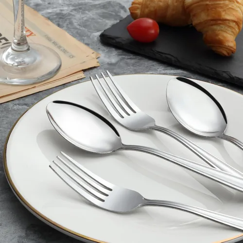 Miniatura 3 de Unokit Juego de cubiertos de tenedores y cucharas, 24 piezas de cubiertos de acero inoxidable de grado alimenticio para el hogar, cocina