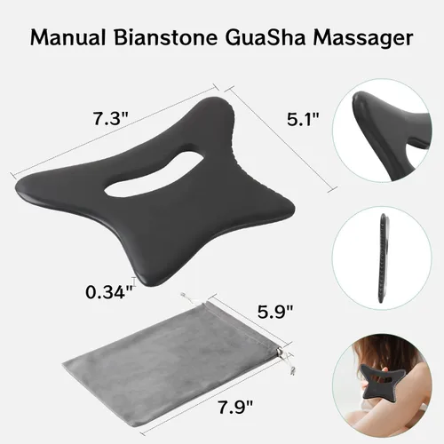 Miniatura 7 de Body Gua Sha Tool Large Natural Bian Stone Handle Guasha Scraping, Muscle Scraper Tool for Soft Tissue, Manual Anti-Cellulite Sculpting Board for