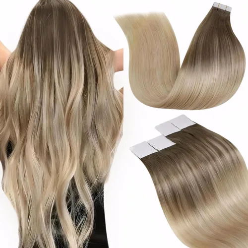Miniatura 40 de LaaVoo - Extensiones de cabello humano Remy adhesivas con cinta invisible, cabello negro natural, extensiones de cabello para mujeres de color, 20