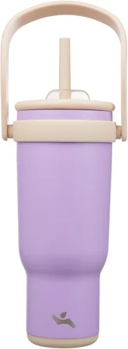 Miniatura 42 de Konokyo Vaso de 14 onzas con asa lateral, botella de agua aislada con popote y tapa 2 en 1, taza de acero inoxidable, taza de café de viaje