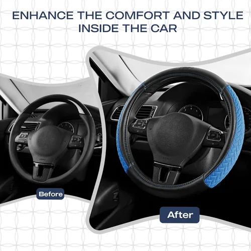 Miniatura 6 de Skechers - Funda para volante de cuero con amortiguación máxima, funda universal de 14" 1/2-15" para proteger el volante del automóvil para hombres