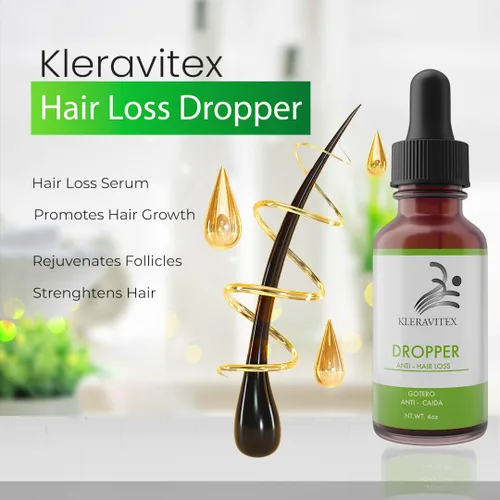 Miniatura 4 de Kleravitex Gotero anticaída – Suero natural para el crecimiento del cabello para adelgazar el cabello, calvicie y caspa – Loción nutritiva
