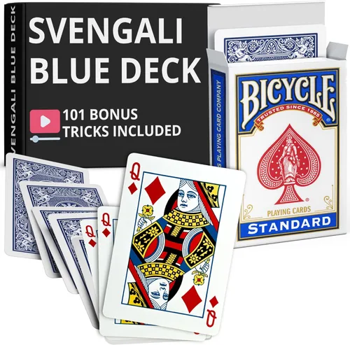 Miniatura 63 de Ted's Sterling Magic Precision Blue Rider Back Bicicleta Svengali Deck con instrucciones para más de 100 trucos (2 de clubes)